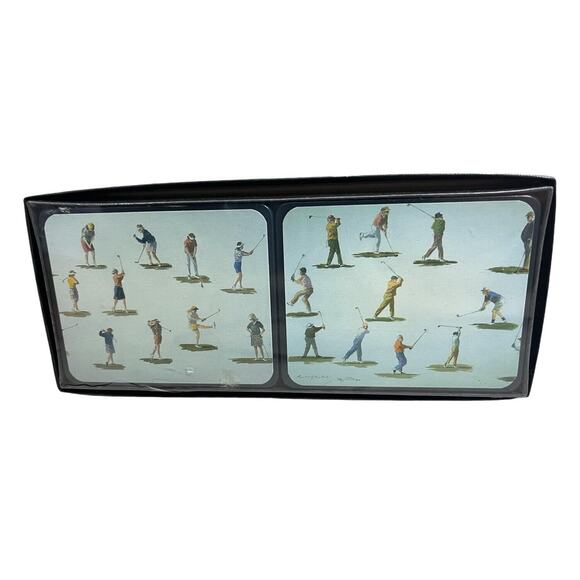 NIB Lady Clare Harlequin Collection London England Golf Coaster Set Hand Crafted - Picture 1 of 5